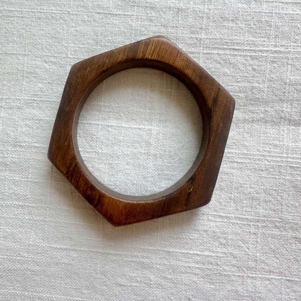 Marc by Marc Jacobs Geometric Wood Bangle Bracelet Natural Boho Bohemian